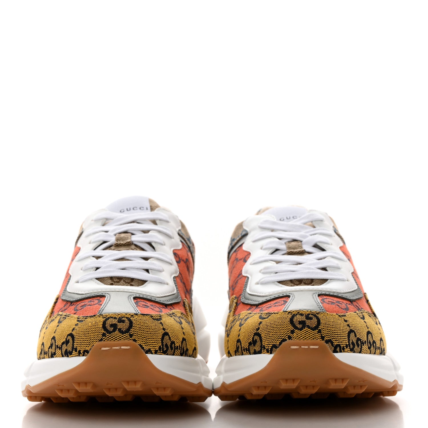 Gucci Monogram Multicolor Mens Rhyton Sneakers 9.5 Yellow Blue Great White Tabasco 2 of 8