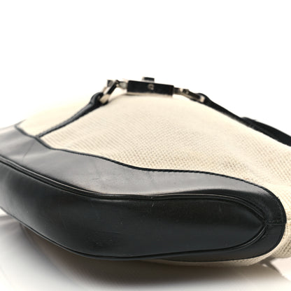 Gucci Canvas Calfskin Jackie O Hobo Black Tan 9 of 12