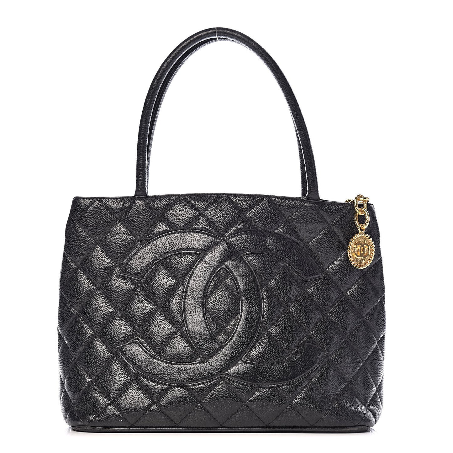 Caviar Quilted Medallion Tote Black