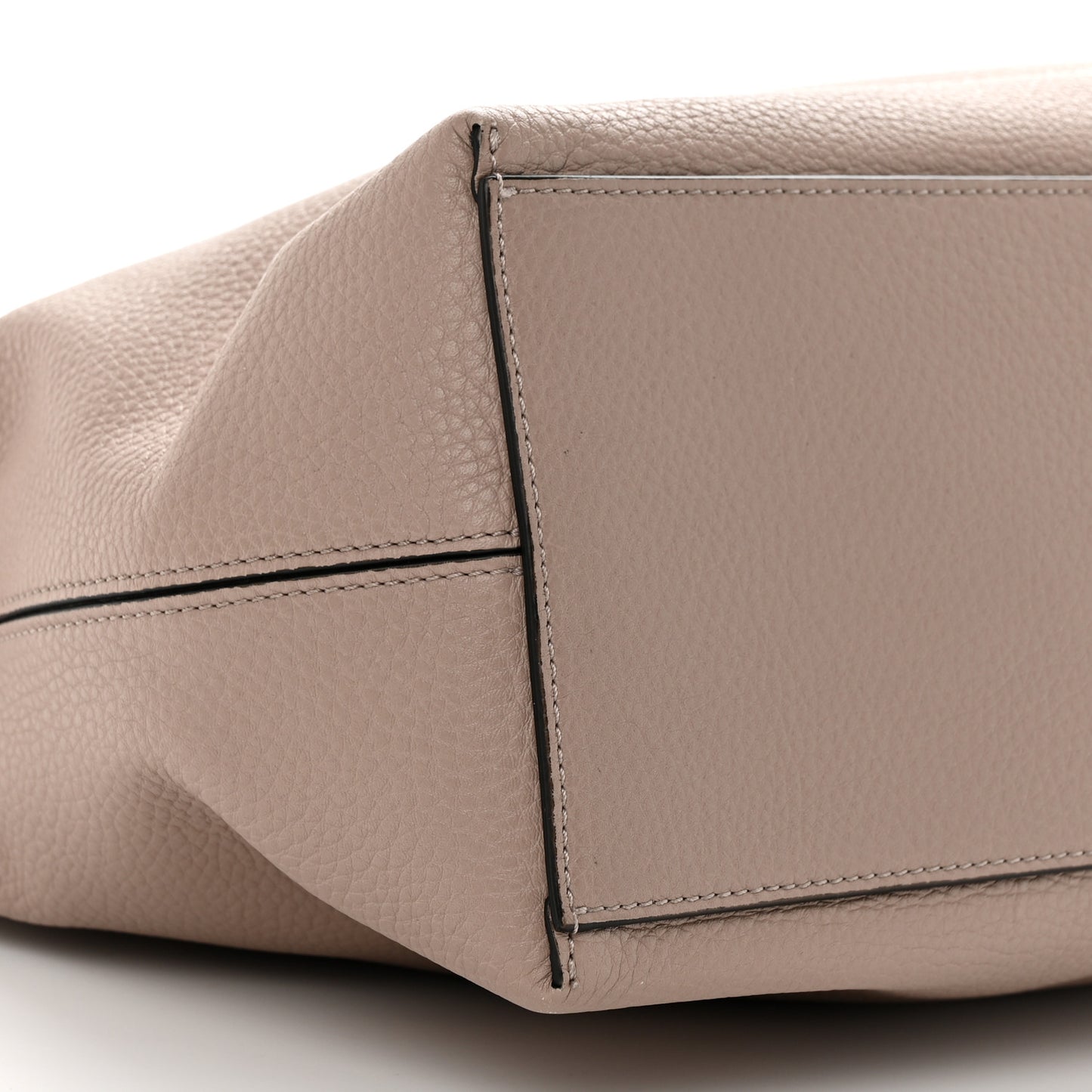 Grained Calfskin Rockstud Shoulder Tote Poudre