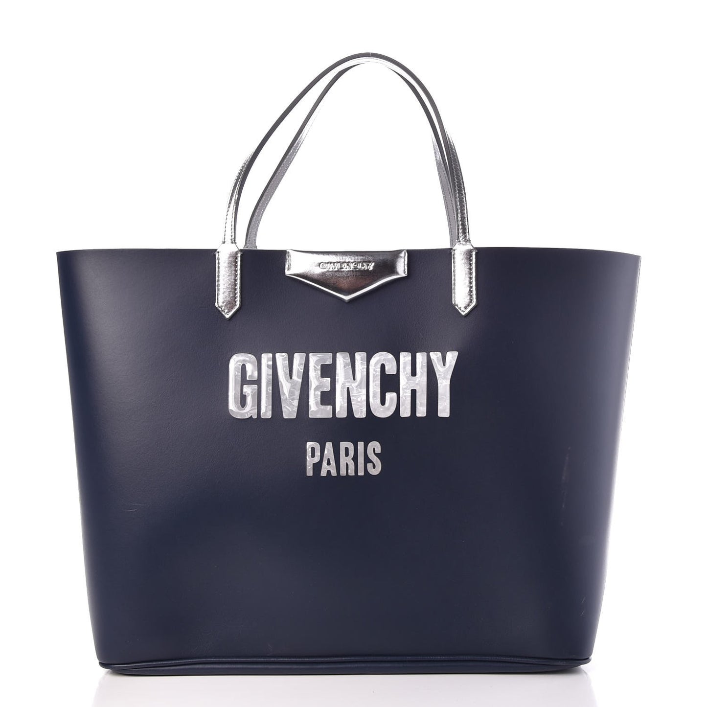 Calfskin Large Antigona Tote Night Blue Silver