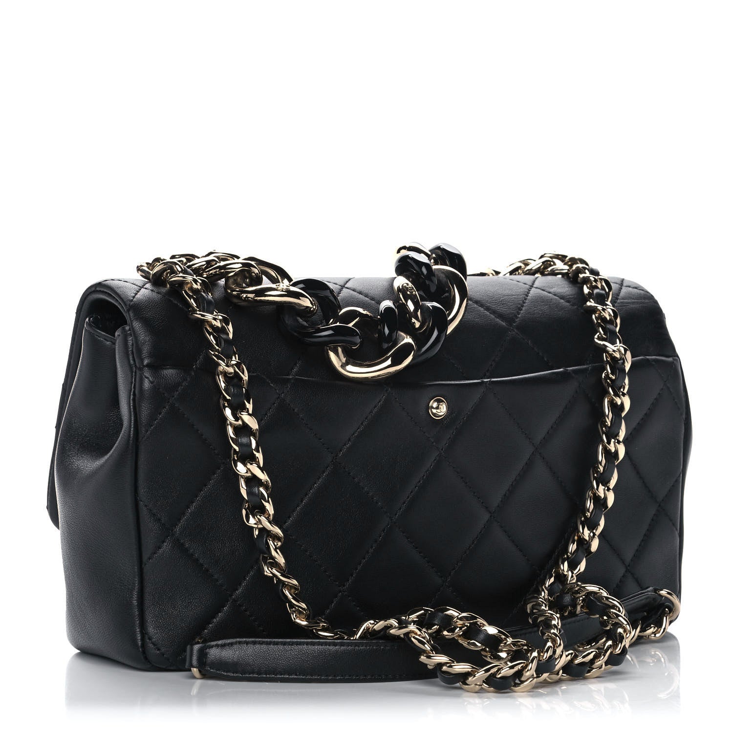 Chanel Lambskin Quilted Resin Bi-Color Chain Flap Bag Black 2 of 14