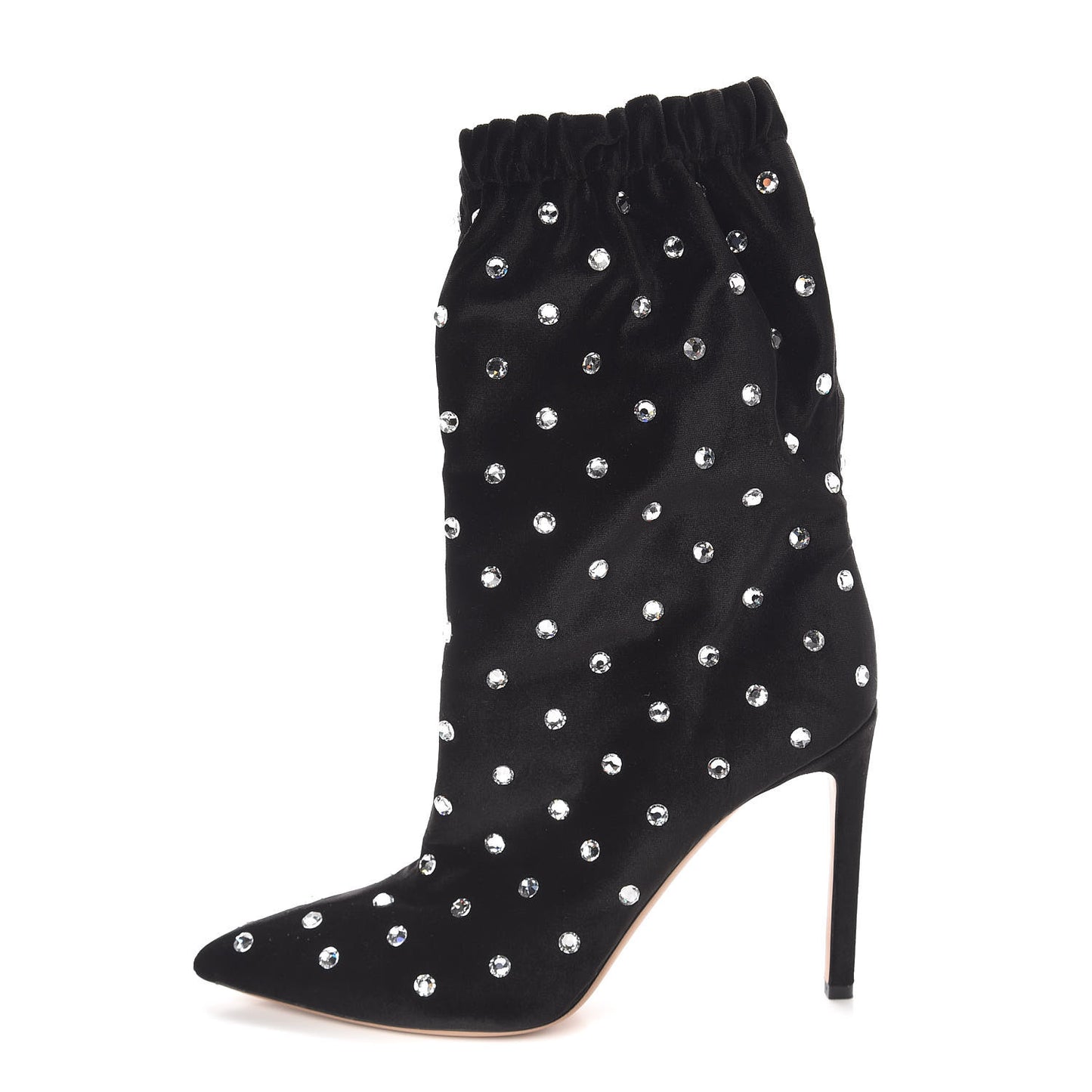 Velvet Crystal Ankle Booties 38 Black