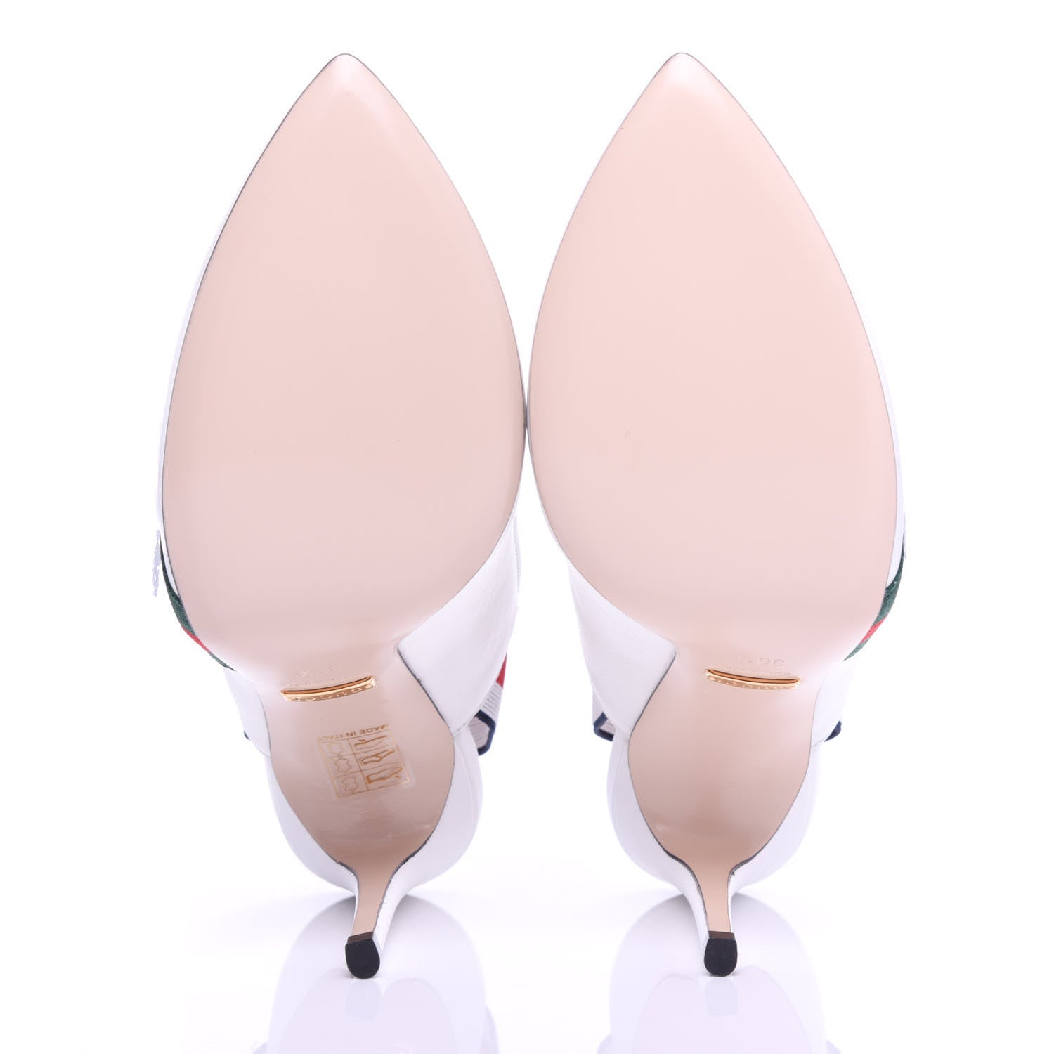 Gucci Malaga Kid Web Sylvie High Heel Slingback Pumps 36.5 White 6 of 11