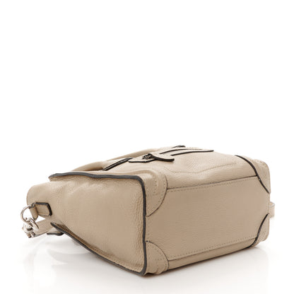 Celine Drummed Calfskin Nano Luggage Dune 4 of 12