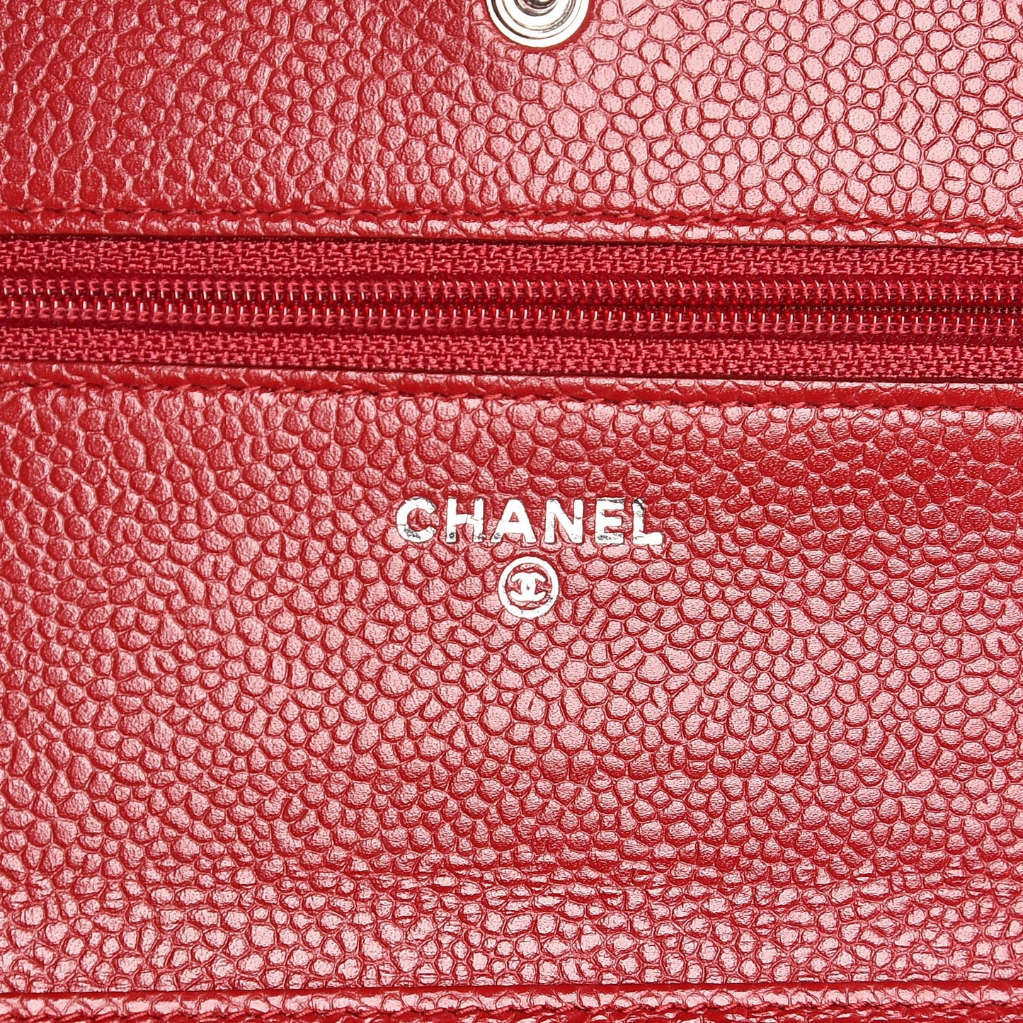 Caviar Quilted Wallet on Chain WOC Red