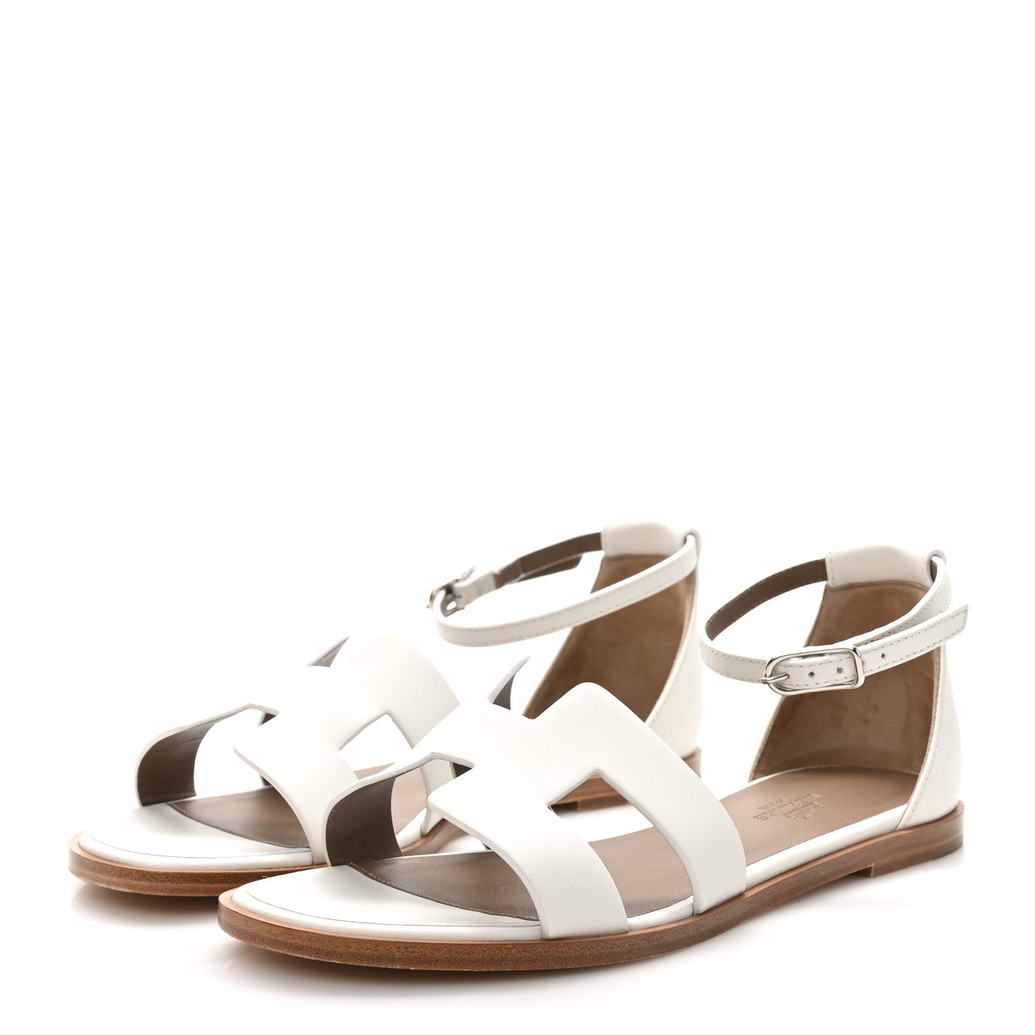 Hermes Calfskin Santorini Sandals 37 White 4 of 10