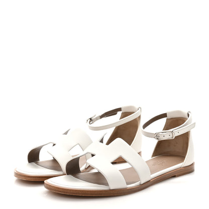 Hermes Calfskin Santorini Sandals 37 White 4 of 10
