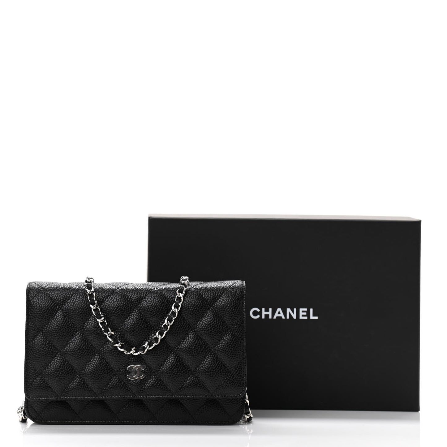 Caviar Quilted Wallet On Chain WOC Black