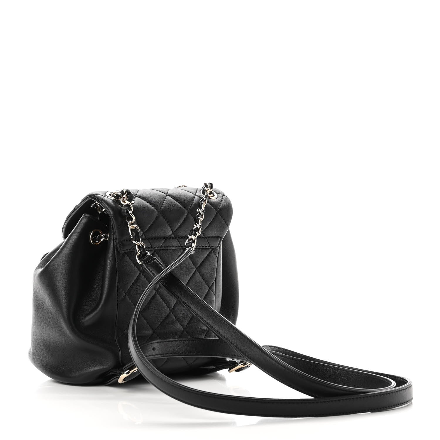 Chanel Lambskin Quilted Small Duma Drawstring Backpack Black 3 of 9