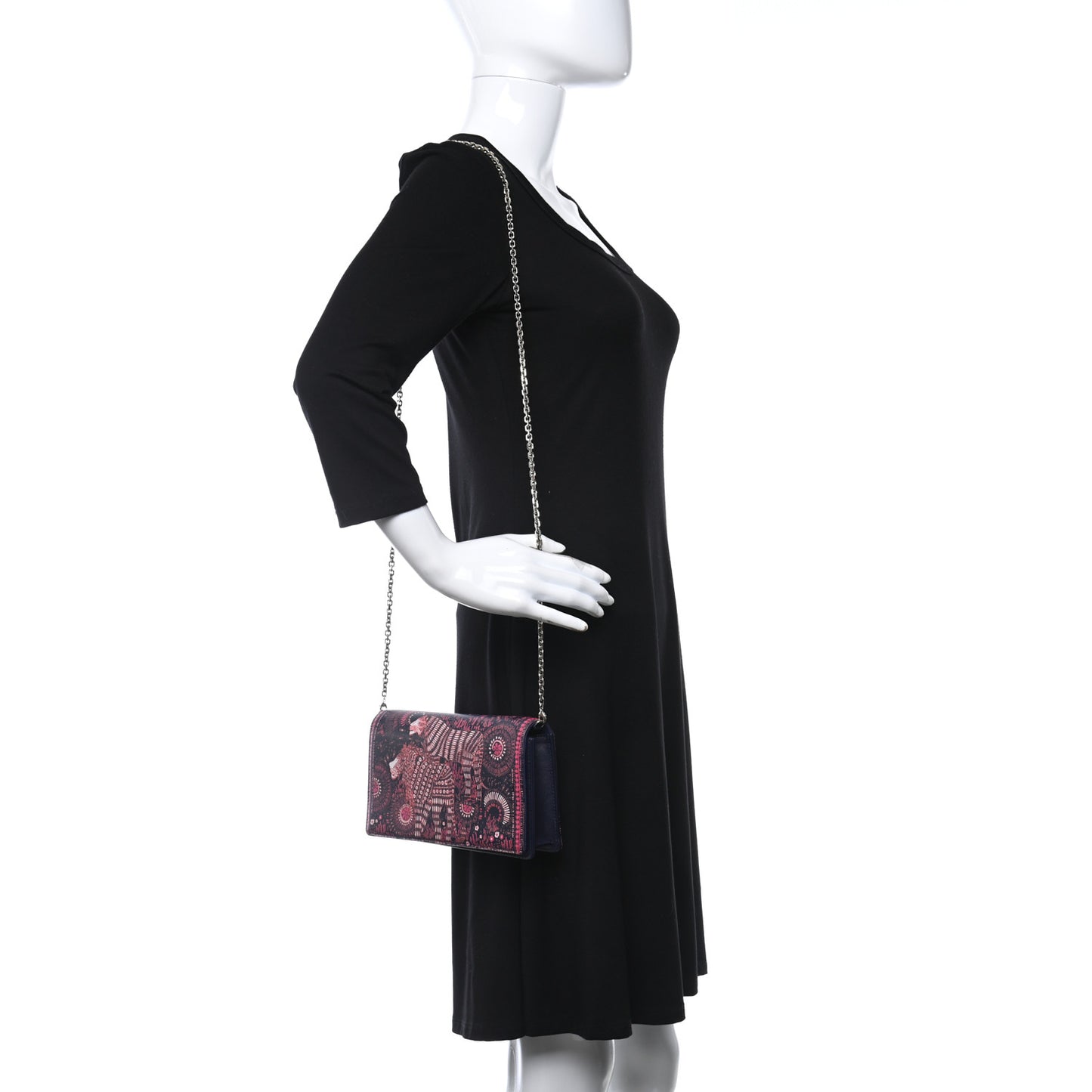 Calfskin Animals Chain Pouch Fuchsia Multicolor
