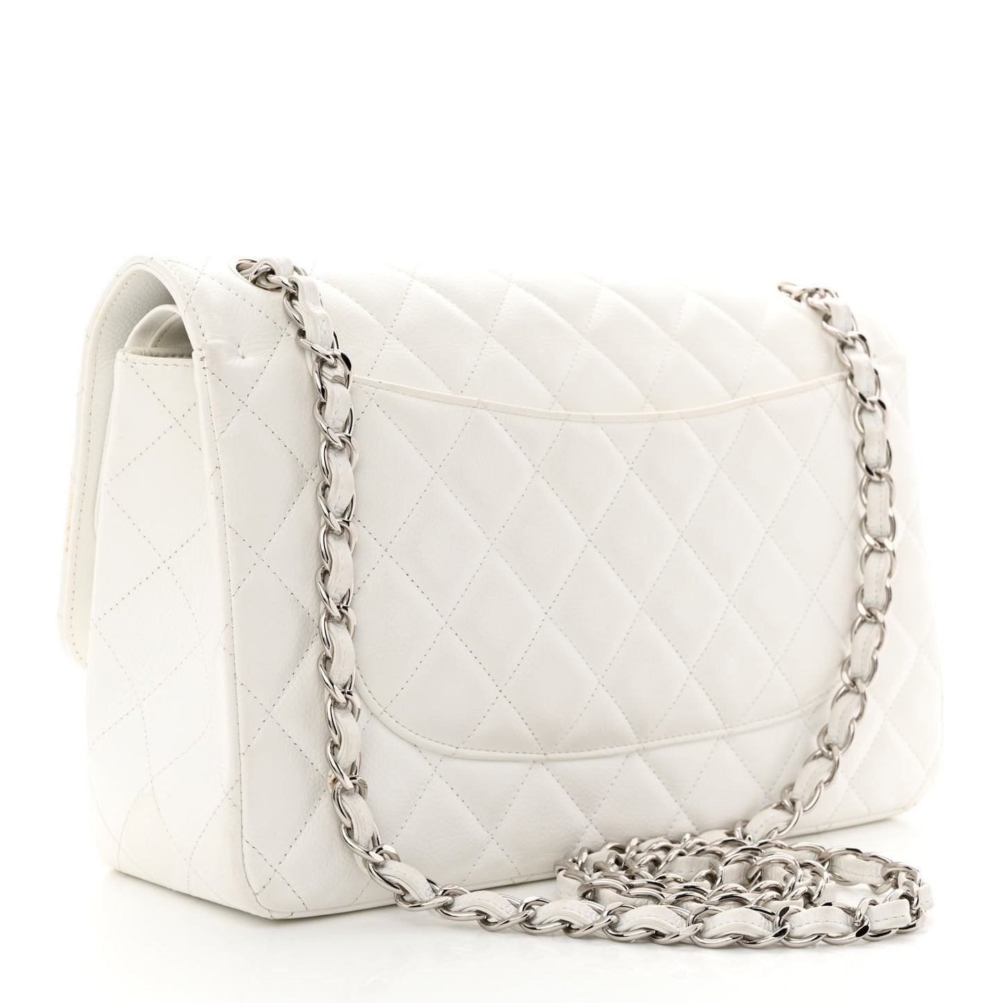 Caviar Quilted Jumbo Double Flap White