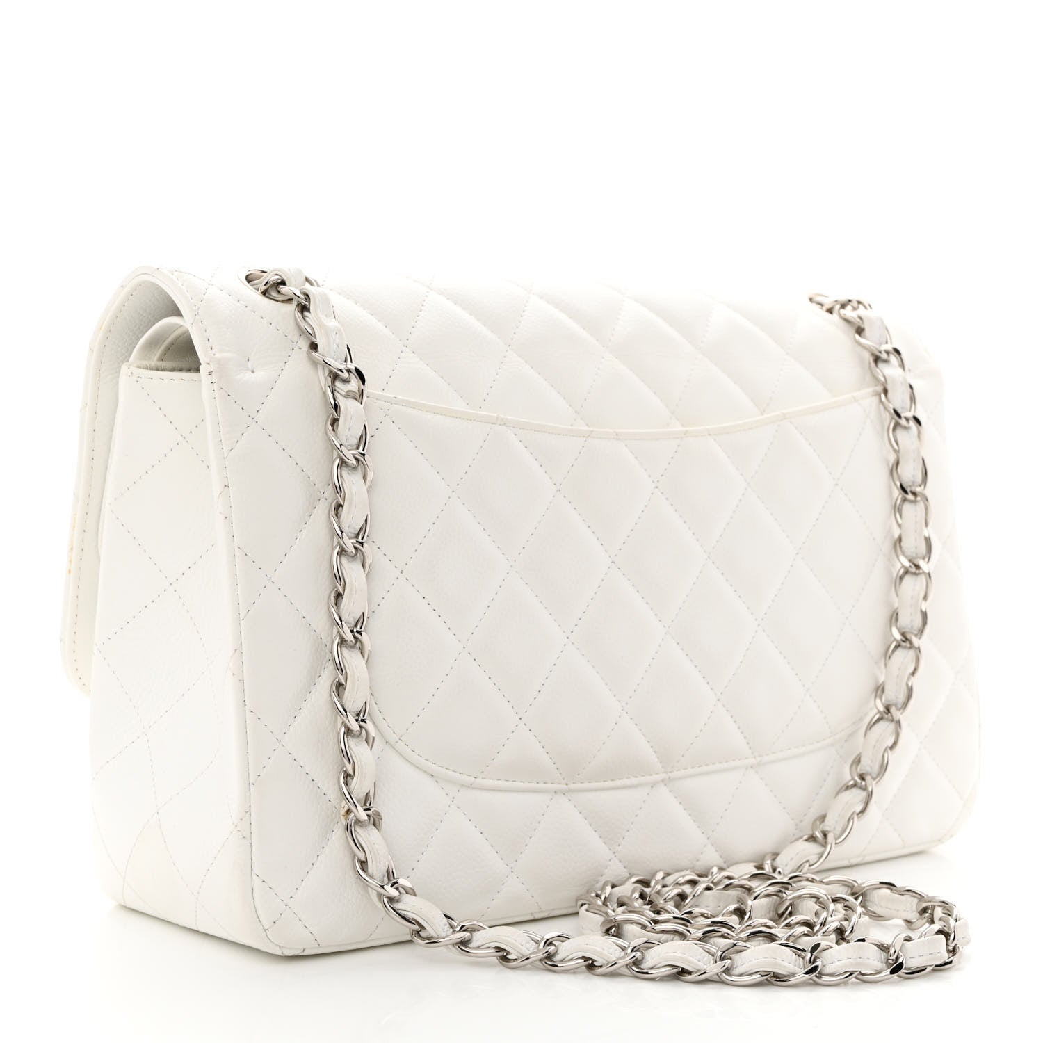 Chanel Caviar Quilted Jumbo Double Flap White 3 of 20