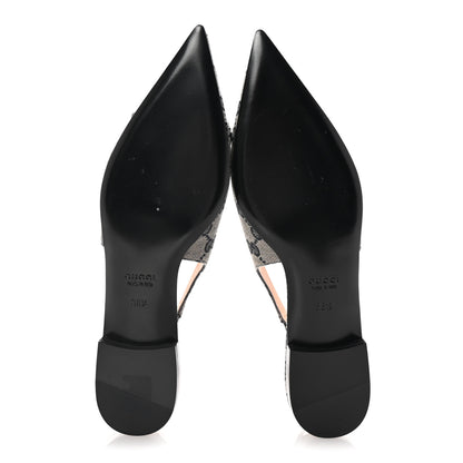 Gucci Monogram Horsebit Womens Slingback Ballet Flat 38.5 Beige Blue 6 of 10
