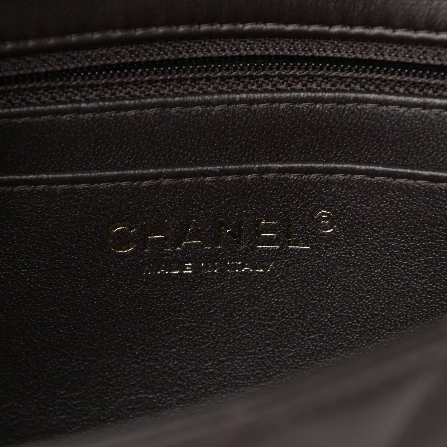 Lambskin Quilted Mini Rectangular Flap Dark Brown
