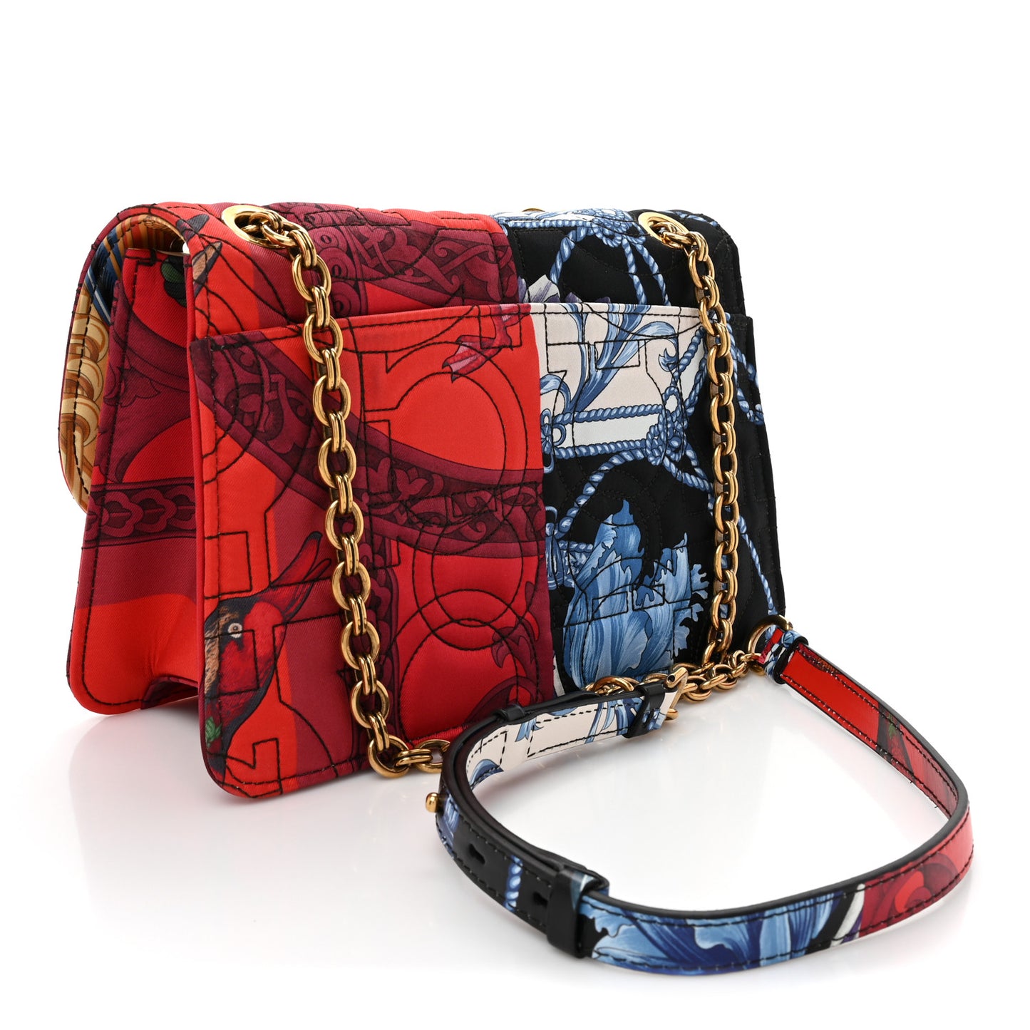 Canvas Quilted Floral Print Gancini Flap Bag Multicolor