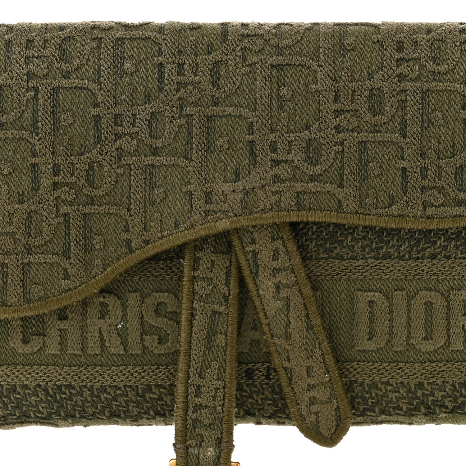 Christian Dior Oblique Embroidered Slim Saddle Pouch Green 8 of 10
