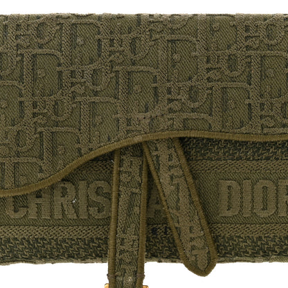 Christian Dior Oblique Embroidered Slim Saddle Pouch Green 8 of 10
