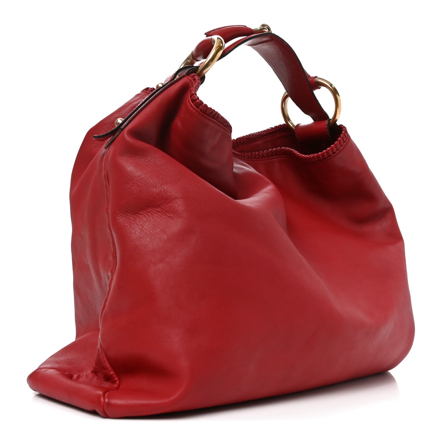 Gucci Calfskin Large Horsebit Chain Hobo Red 2 of 9
