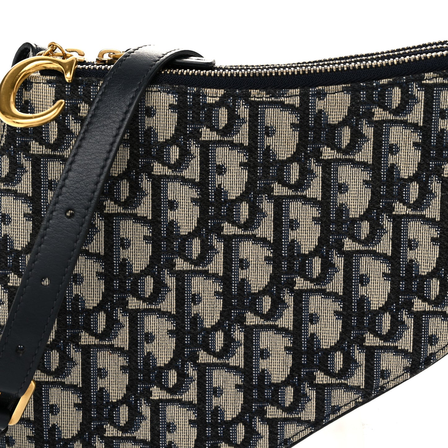 Oblique Saddle Pouch With Strap Navy Blue