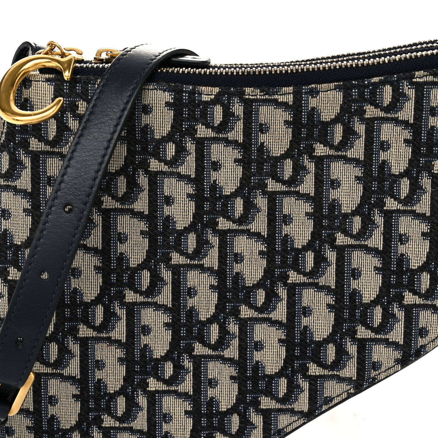 Christian Dior Oblique Saddle Pouch With Strap Navy Blue 9 of 13