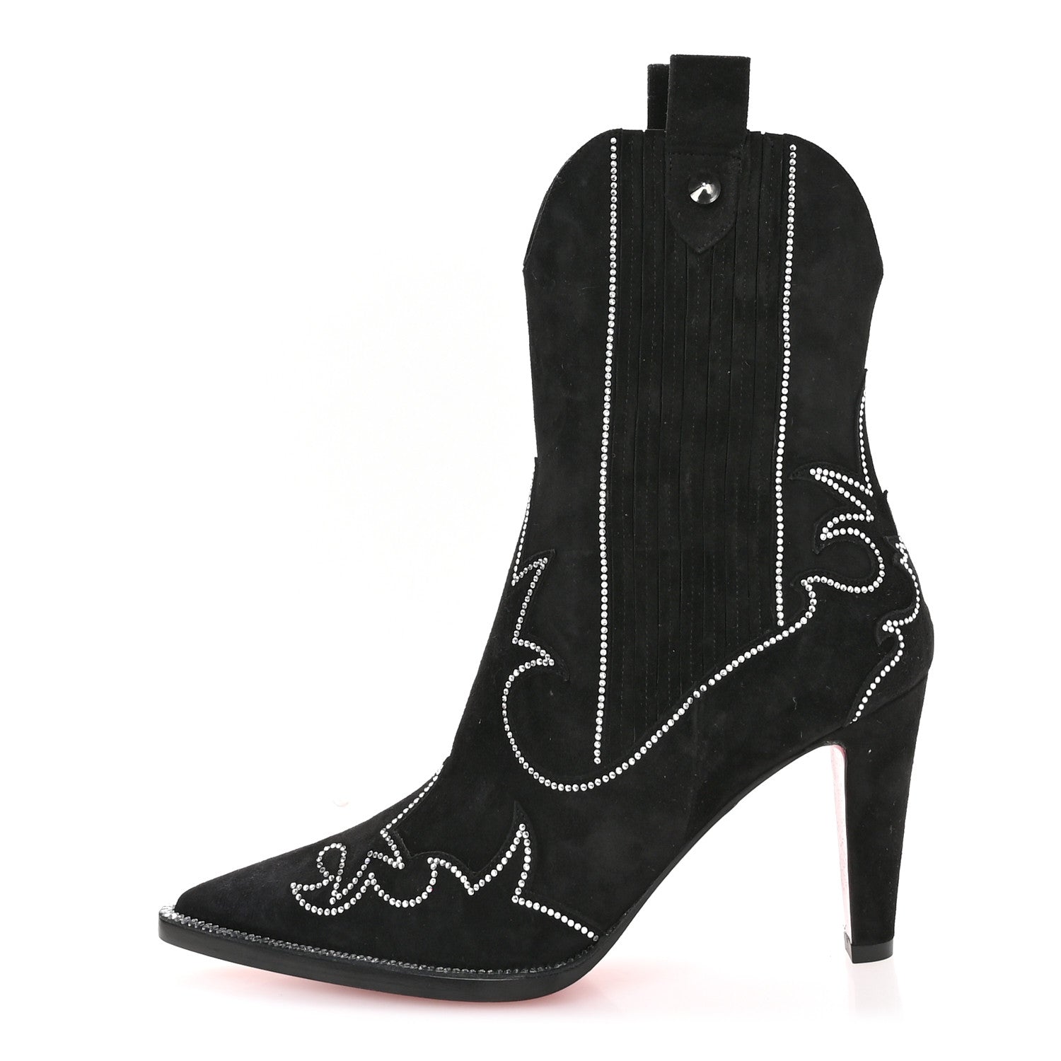 Christian Louboutin Suede Crystal Santigag Strass 85 Ankle Boots 36.5 Black 1 of 8