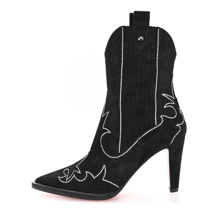 Christian Louboutin Suede Crystal Santigag Strass 85 Ankle Boots 36.5 Black 1 of 8