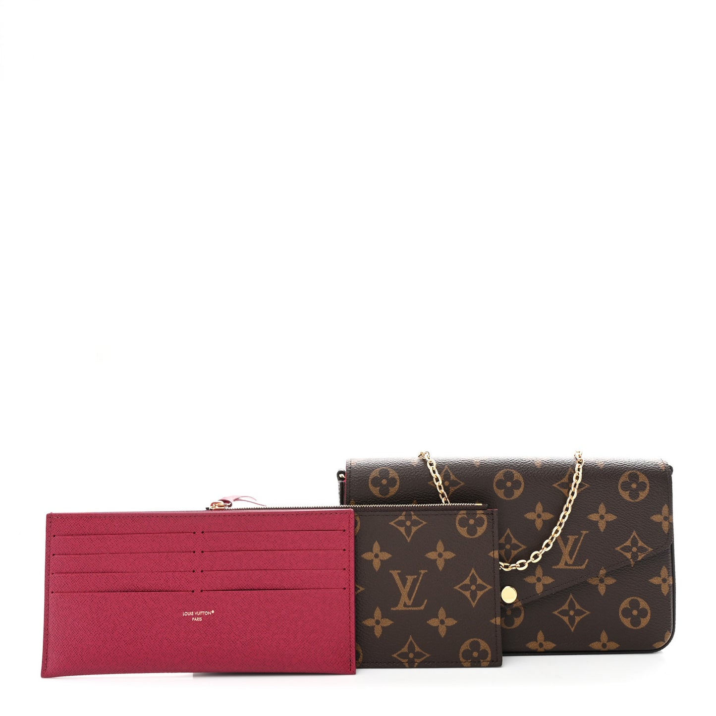 Monogram Pochette Felicie Chain Wallet Fuchsia