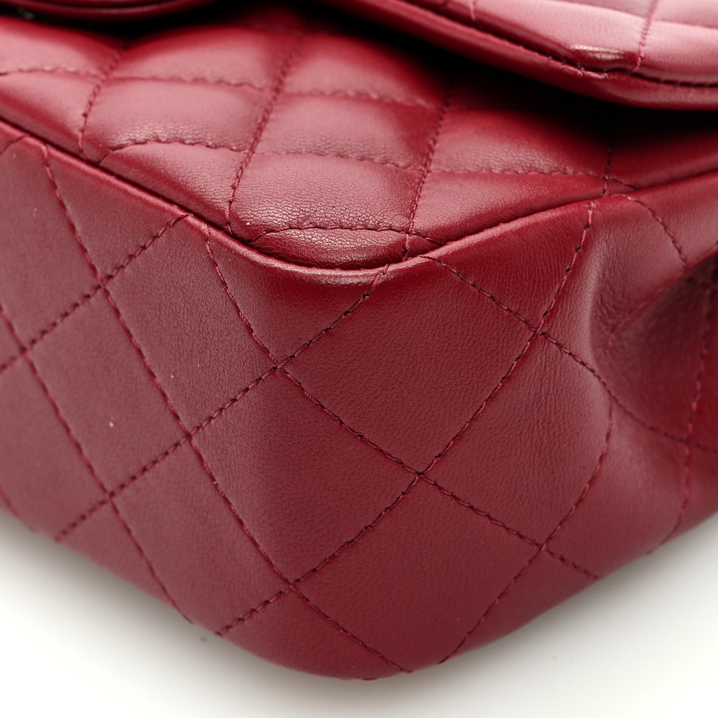 Lambskin Quilted Mini Rectangular Flap Burgundy