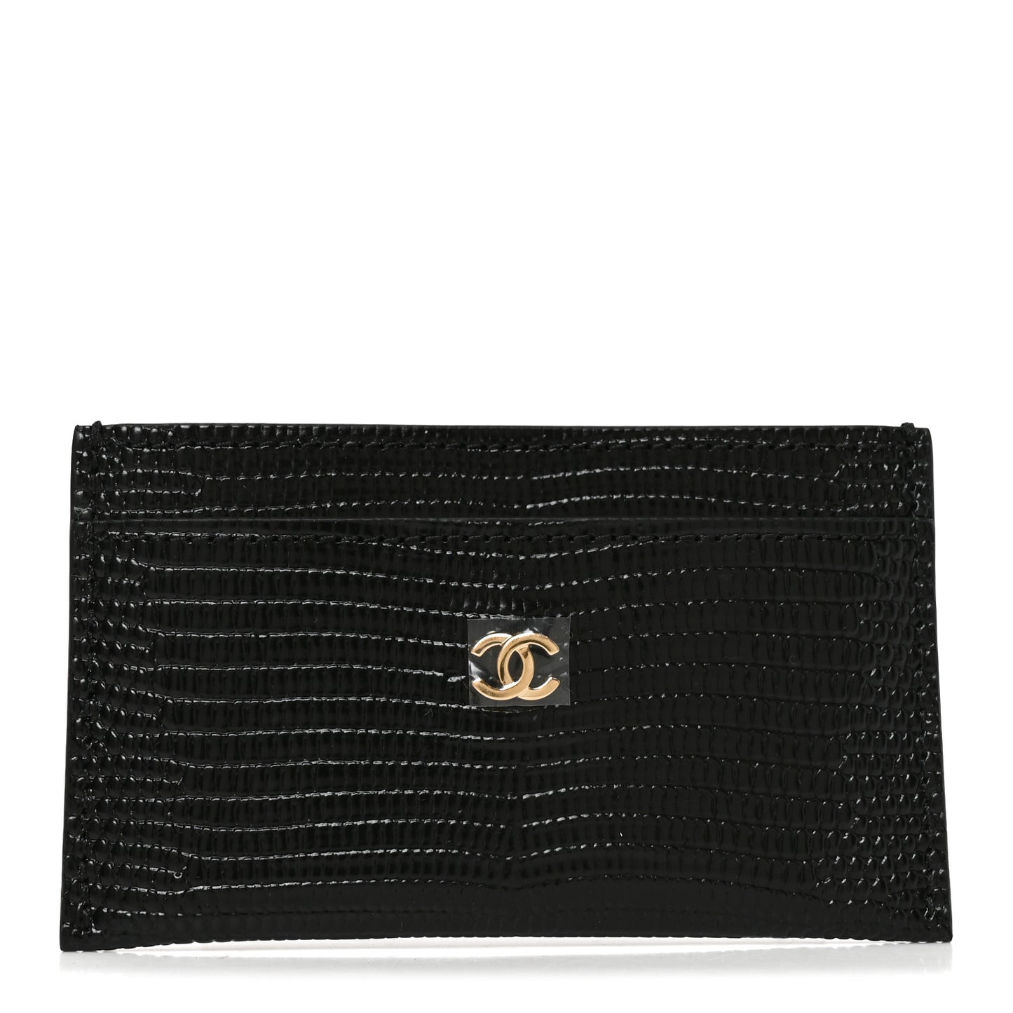 Calfskin Lizard Embossed Card Holder Black