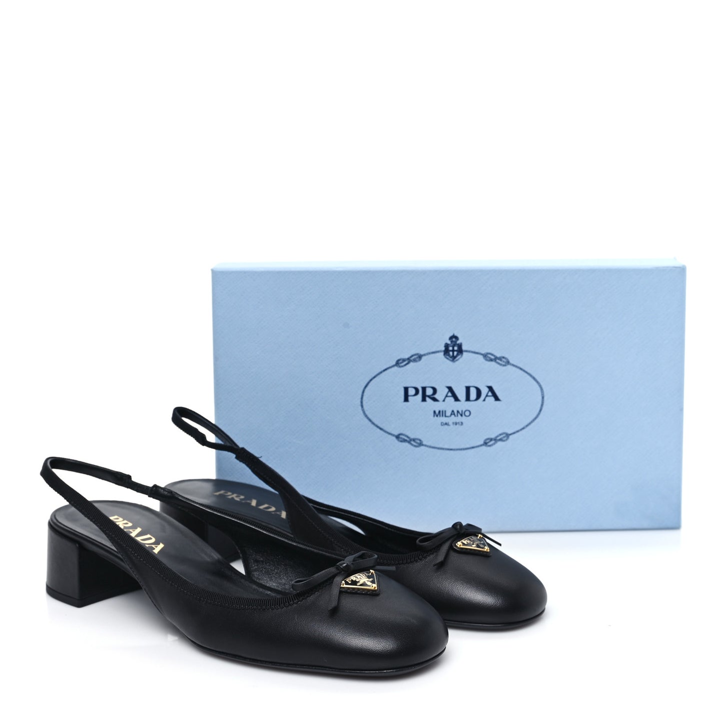 Nappa Triangle Bow 45mm Slingback Pumps 39 Black