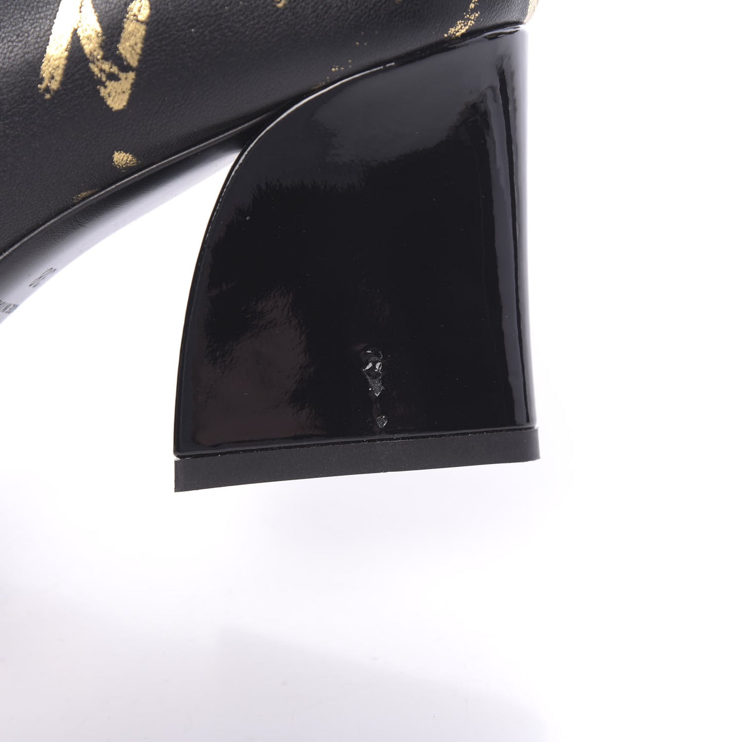 Calfskin Graffiti Short Boots 38 Black Gold