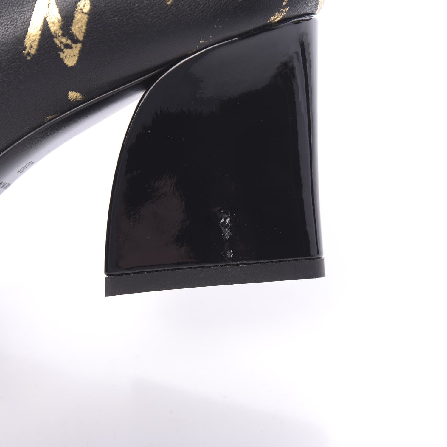 Chanel Calfskin Graffiti Short Boots 38 Black Gold 9 of 10