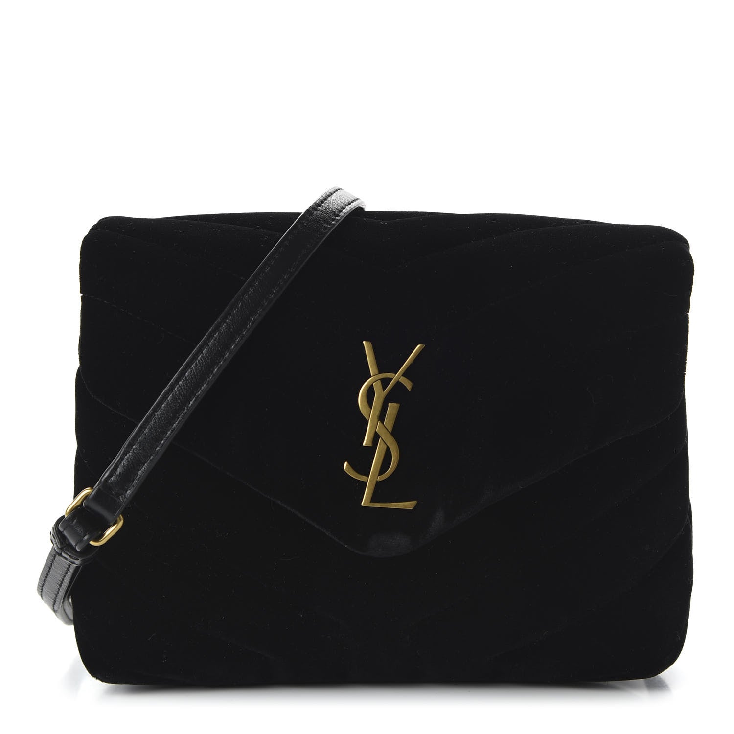 Saint Laurent Velvet Y Quilted Monogram Toy Loulou Chain Satchel French Black 1 of 11