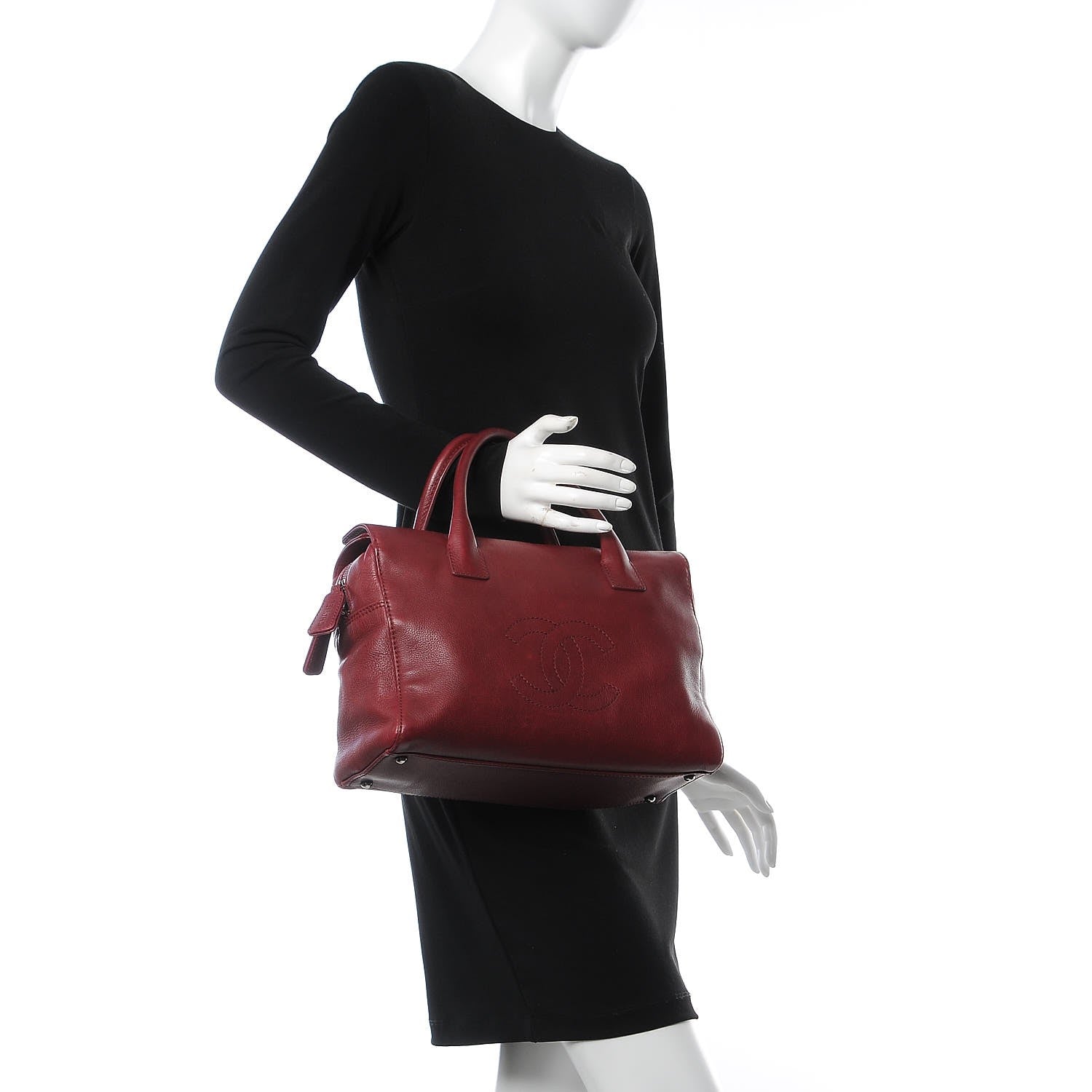 Chanel Calfskin CC Bowler Red 2 of 11