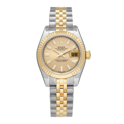 Rolex Stainless Steel 18K Yellow Gold 26mm Oyster Perpetual Datejust Watch Champagne 179173 1 of 5