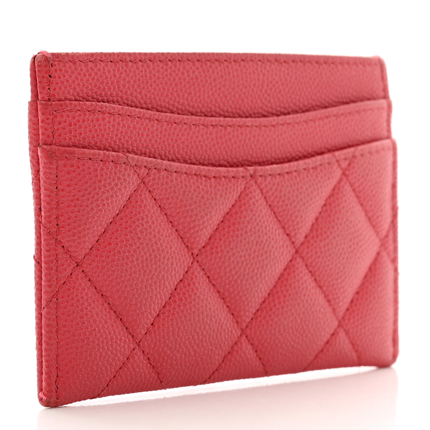 Caviar Quilted Card Holder Dark Pink