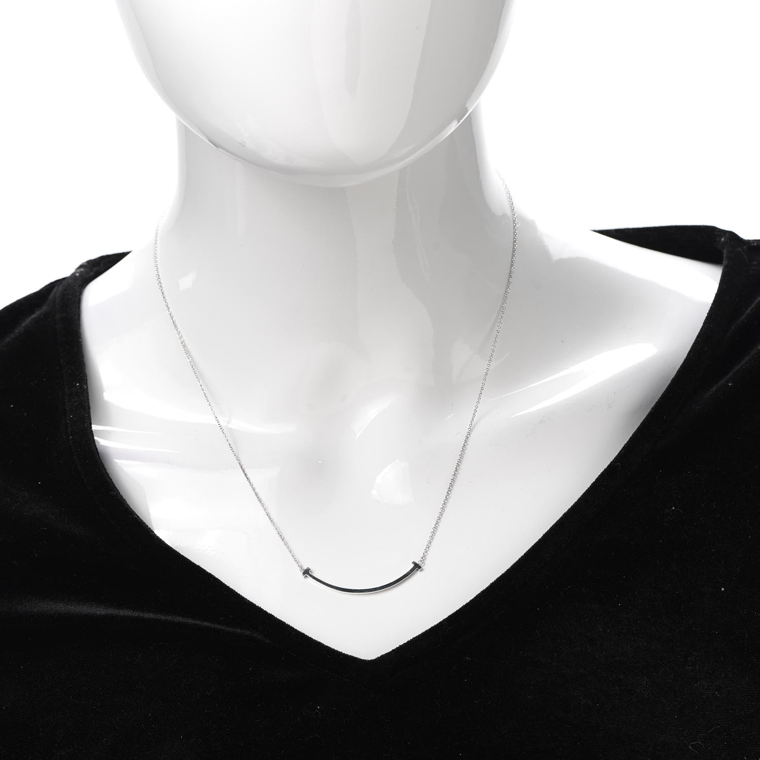 Tiffany Sterling Silver Small T Smile Pendant Necklace 2 of 6