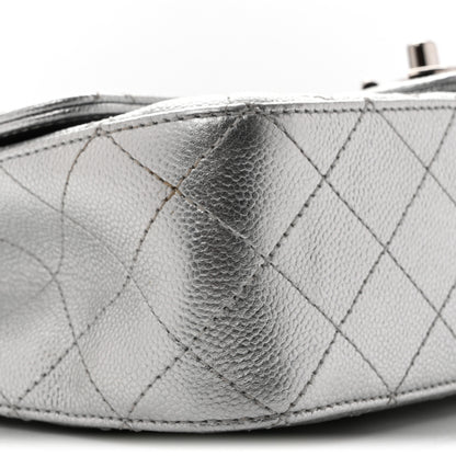 Chanel Metallic Caviar Quilted Medium CC Slide Flap Silver 16 of 27