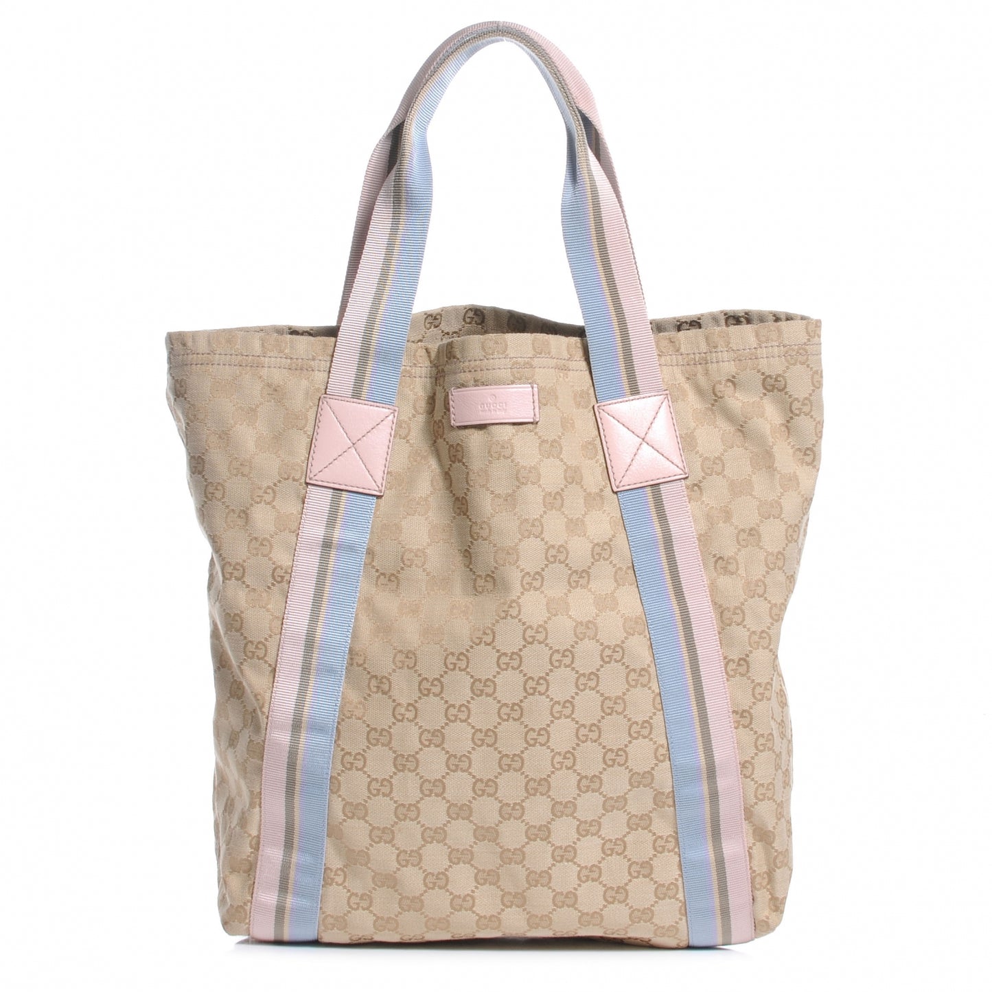 GG Monogram Medium Web Handle Vertical Tote Pink Blue