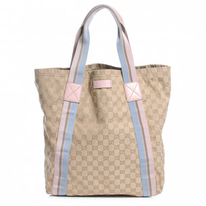 Gucci GG Monogram Medium Web Handle Vertical Tote Pink Blue 1 of 7