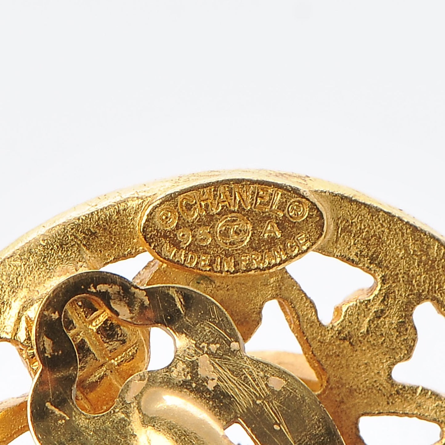 Round CC Clip On Earrings Gold