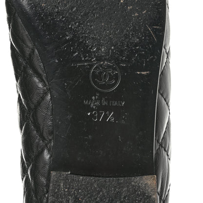 Chanel Aged Calfskin Quilted CC Cap Toe Ballerina Flats 37.5 Black 8 of 11