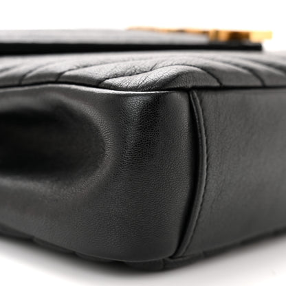 Saint Laurent Sheepskin Matelasse Chevron Monogram Medium College Bag Black 9 of 10