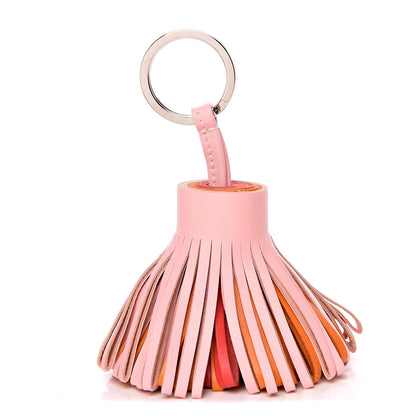 Hermes Lambskin Tri-Color Carmen Tassel Key Holder Rose Sakura Orange Bougainvillea 1 of 4