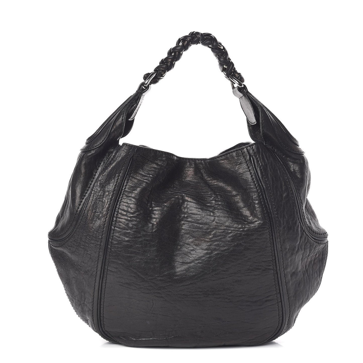 Tumbled Sheepskin Eclipse Hobo Black