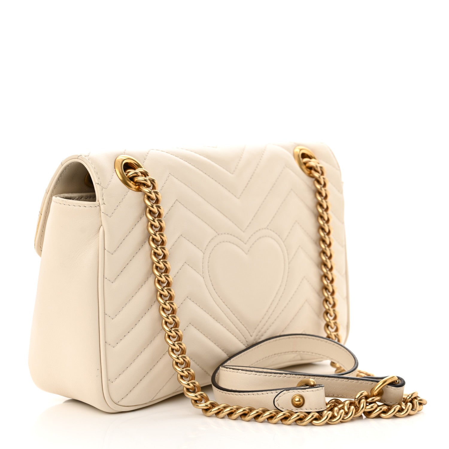 Gucci Calfskin Matelasse Small GG Marmont Shoulder Bag White 3 of 10