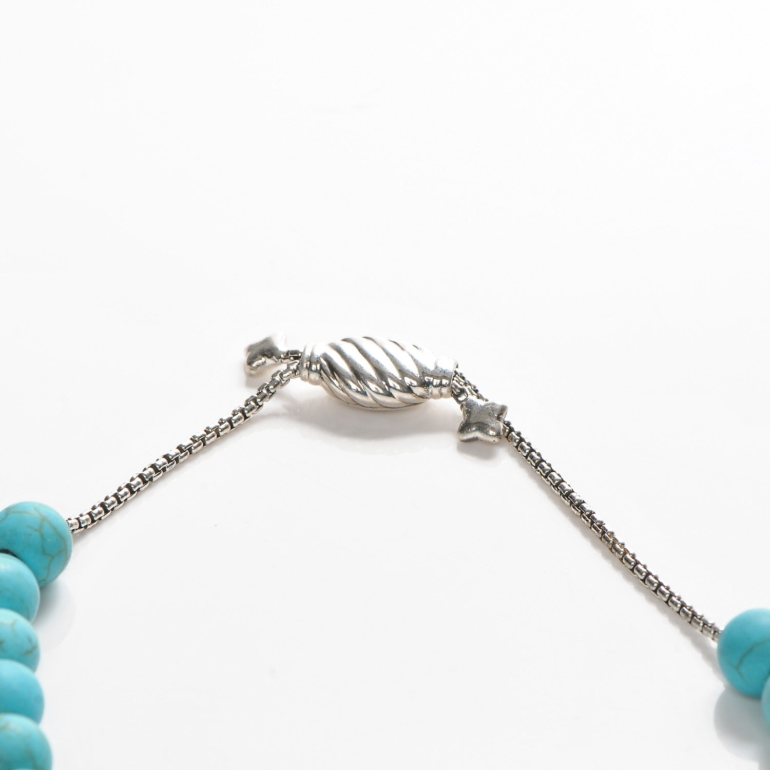 David Yurman Sterling Silver Turquoise 8mm Spiritual Beads Adjustable Bracelet 5 of 5