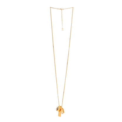 Chanel Metal Crystal Charm Necklace Purple Gold 3 of 6