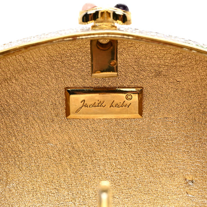 Judith Leiber JUDITH LEIBER Crystal Flower Minaudiere Clutch Gold 6 of 8